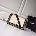 Chanel Leboy Original Calfskin leather Shoulder Bag F67086 white & Gold-Tone Metal HV06075EW67