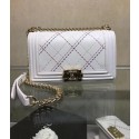 Chanel Leboy Original Calfskin leather Shoulder Bag K67086 white & Gold-Tone Metal HV05568zS17