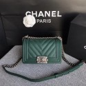 Chanel Leboy Original Caviar leather Shoulder Bag A67085 Blackish green silver chain HV06684lU52