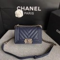 Chanel Leboy Original Caviar leather Shoulder Bag A67085 dark blue silver chain HV01132vN22