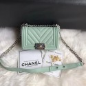 Chanel Leboy Original Caviar leather Shoulder Bag A67085 Light green silver chain HV11425Af99