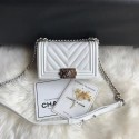 Chanel Leboy Original Caviar leather Shoulder Bag A67085 white silver chain HV07957Nw52