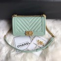 Chanel Leboy Original Caviar leather Shoulder Bag A67086 Light green gold chain HV04364KX51