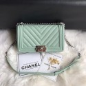 Chanel Leboy Original Caviar leather Shoulder Bag A67086 Light green silver chain HV00804sf78