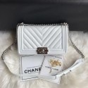 Chanel Leboy Original Caviar leather Shoulder Bag A67086 white silver chain HV03636Ym74