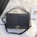 Chanel Leboy Original Caviar leather Shoulder Bag Black A67087 Silver HV09298Kf26