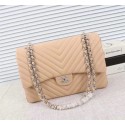 Chanel Maxi Quilted Classic Flap Bag Sheepskin V56801 apricot Silver chain HV10451uk46