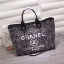Chanel Medium Canvas Tote Shopping Bag 8046 dark grey HV02007UE80