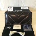 Chanel Minaudiere Metallic Lambskin & Ruthenium-Finish Metal 78986 black HV05413Zf62