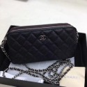 Chanel Mini Caviar Leather Shoulder Bag 6845 black Silver chain HV03813VI95