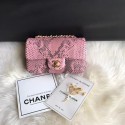 Chanel Mini Flap Bag Python & Gold-Tone Metal A69900 pink HV09576TL77