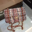 Chanel Mini Flap Bag Tweed& Braid Gold-Tone Metal A69900 red HV00683Oq54