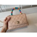 chanel mini flap bag with top handle AS2215 Apricot HV00155DS71