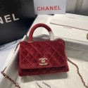 Chanel mini flap bag with top handle AS2215 Burgundy HV03241UF26