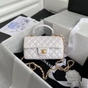 Chanel mini flap bag with top handle AS2431 White HV01401bW68