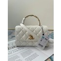Chanel mini flap bag with top handle AS2477 white HV10466dX32