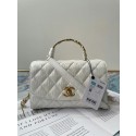 Chanel mini flap bag with top handle AS2478 white HV11706rh54