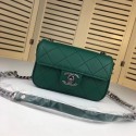 Chanel mini Leather cross-body bag 7739 green HV02684nU55