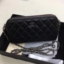 Chanel Mini sheepskin Leather Shoulder Bag 6845 black Silver chain HV05613DI37