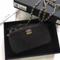 Chanel Mini Shoulder Bag Original sheepskin leather 7082 black HV02038hk64
