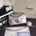 Chanel origianl lambskin Shoulder Bag CF3695 silver HV05356dX32