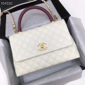 Chanel original Caviar leather flap bag top handle B92292 white&Gold-Tone Metal HV00364Jz48