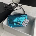 Chanel Original flap bag Sequins&sheepskin AS1448 blue HV00982iv85