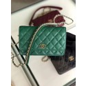 Chanel Original Leather Chain Wallet AP0724 green HV08091Lo54