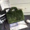 Chanel Original Leather Cony Hair top handle bag 6950 green HV02375Gp37