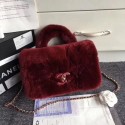 Chanel Original Leather Cony Hair top handle bag 6950 red HV01063yC28