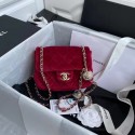 Chanel Original Small velvet flap bag AS1115 red HV03982Tk78