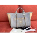 Chanel Original Tote Shopping Bag Wool calfskin & Silver-Tone Metal A93786 Grey&beige HV04054nS91