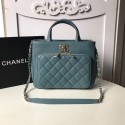 CHANEL Shopping Bag Grained Calfskin & Gold-Tone Metal A93794 blue HV11035ED90