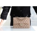 Chanel Small Classic Handbag Grained Calfskin & silver-Tone Metal A01113 Apricot HV00791Lo54