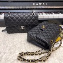 Chanel Small Classic Handbag Sheepskin silver-Tone Metal A01113 black HV10367io33