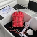 Chanel small drawstring bag Lambskin & Gold Metal AS2313 red HV00983UW57