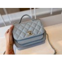 Chanel small flap bag Calfskin & Gold-Tone Metal A93749 light blue HV07162Xw85