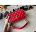 Chanel small flap bag Lambskin & Gold-Tone Metal AS2052 red HV11511Yf79