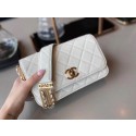 Chanel small flap bag Lambskin & Gold-Tone Metal AS2052 white HV05047hI90