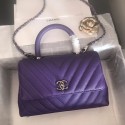 Chanel Small Flap Bag with Top Handle V92990 dark purple & silver-Tone Metal HV11719nS91