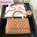 Chanel Small Flap Bag with Top Handle V92990 Light Pink gold-Tone Metal HV01076vX33