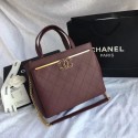 Chanel Small Shopping Bag Grained Calfskin & Gold-Tone Metal A57563 Burgundy HV02775JD63