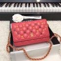 Chanel Wallet on Chain Lambskin & Gold-Tone Metal A81618 Red HV05989yx89