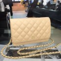 Chanel WOC Mini Shoulder Bag 33814 apricot gold chain HV07555kC27