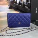 Chanel WOC Mini Shoulder Bag 33814 blue gold chain HV01393va68