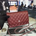 Chanel WOC Mini Shoulder Bag 33814 wine silver chain HV00161Yr55