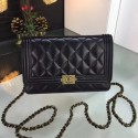 Chanel WOC Mini Shoulder Bag 33815 BOY sheepskin black gold chain HV00218Kf26