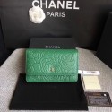 Chanel WOC Mini Shoulder Bag A33814 green silver chain HV02465pB23