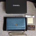 Chanel WOC Mini Shoulder Bag A33814 Light blue gold chain HV04512JD28