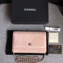 Chanel WOC Mini Shoulder Bag A33814 pink silver chain HV11699fJ40
